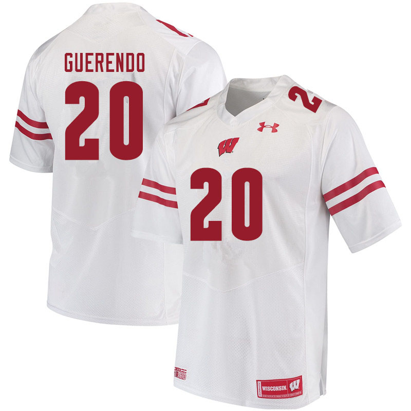 Men #20 Isaac Guerendo Wisconsin Badgers College Football Jerseys Sale-White - Click Image to Close